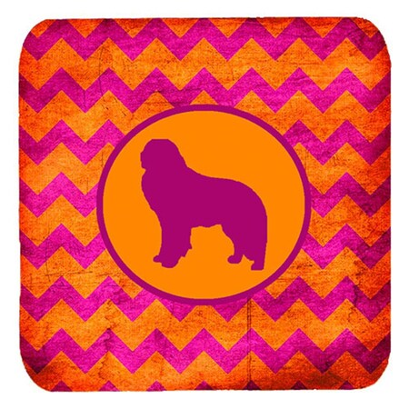 Carolines Treasures Kuvasz Chevron Pink And Orange Foam Coasters- Set of 4 SDK1138-B-FC